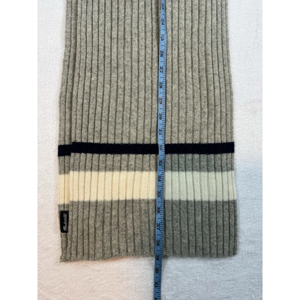 MADEWELL Ribbed Cozy Wool Pumice‎ Gray Scarf ONE SIZE